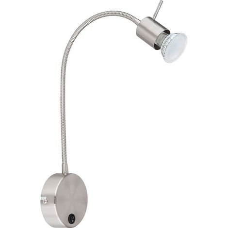 Wandleuchte Für Esszimmer, Verstellbarer Spot Aus Mattem Nickel Mit Integriertem Schalter Und Flexospot, Farbe Silber, Gu10-fassung (1 Stück), Maße 9 X 53 Cm