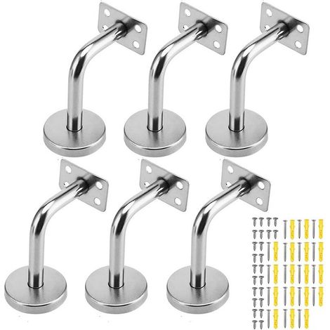 6 Stück Flache Edelstahl-handlaufhalter, Silberne Treppenhandlaufhalter Mit Schrauben, Wandhalterung Für Treppengeländer, Handlaufhalter Für Wohnräume Und Einkaufszentren