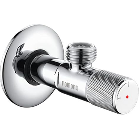 Verlängerte Eckventil, Verchromtes Messing, Wandanschluss G1/2" (bspp 1/2"), Ausgang G1/2" (bspp 1/2") Für Waschbeckenarmatur, Küchenarmatur, Toilette, Warmwasserbereiter (kennzeichnung: Rot)