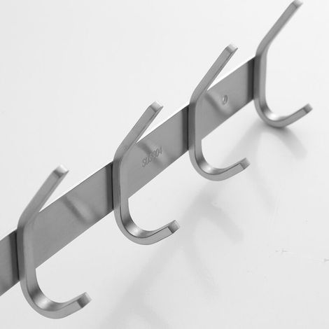 Wandmontierter Metall-garderobenhalter Für Das Badezimmer, 4 Haken, Wandhaken Für Das Badezimmer, Edelstahl Sus304, Gebürstete Oberfläche, 2 Stück