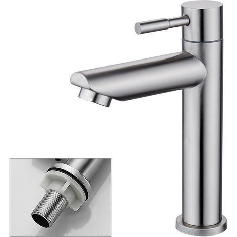 Wasserhahn Für Badezimmer Nur Mit Kaltwasser Waschbeckenarmatur Verchromte Oberfläche Aus Robustem Messing Waschtischarmatur Mit Abnehmbarem Kartuschen-mundstück Praktisch Zum Reinigen Oder Ersetzen,a