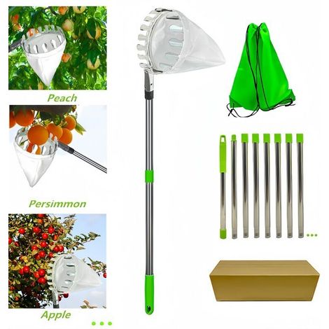 Teleskopischer Obstpflücker 3 M, Abnehmbarer Obstpflücker, Teleskopischer Obstpflücker, Teleskop-obstpflückstange, Kirschpflücker, Apfelpflücker,