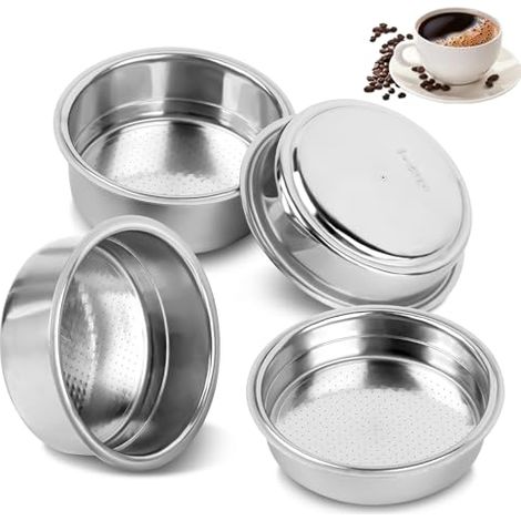 4pcs 51mm Kaffeefilter, Wiederverwendbarer Kaffeefilter Aus Edelstahl 51mm, Kaffeefilterhalter Für Druckkaffeemaschinen 1 Tasse Und 2 Tassen