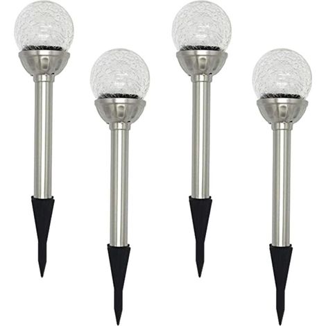 Garten-solarlampe, Set Aus 4 Solar-erdspieß-lampen Mit Led-globus Rgb 8, Glas-kugel-lampe Mit Farbwechsel, Betriebszeit 6 Bis 10 Stunden