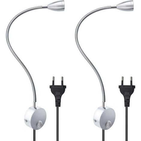 Flexible Wand-leselampe, 3 W Mit Eu-stecker Und Schalter, Wandlampen Zum Lesen Von Büchern Am Bett Im Schlafzimmer (2 Stück, Warmweiß)