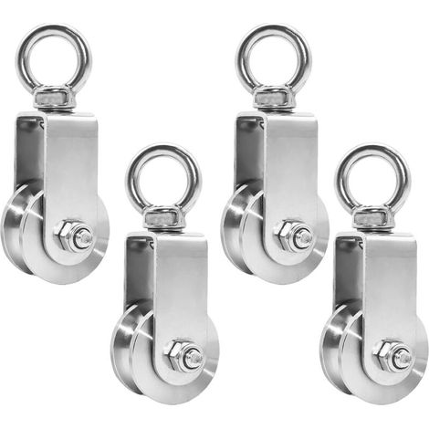 4 Stück 34 Mm Umlenkrolle Mit Kugellager, Heberolle Für Lasten Bis 250 Kg, Edelstahl-seilrolle Für Fitnessseile (4 Stück, 34 Mm)