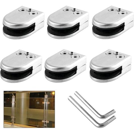 S-giant 6-teiliges Glas-klemmhalter-set, 8–10 Mm M Größe Aus Edelstahl 304, Verstellbare Glas-trägerstütze Mit Rückenplatte Für Treppen-geländer Und Handlauf