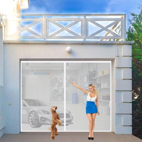 Schiebe-moskitonetz Für Terrassentür, 225 X 240 Cm, Magnetische Fliegengittervorhänge, Weiß, Für Tür Oder Fenster