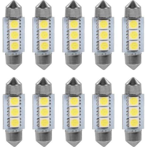 10 Stück 36 Mm 12 V 3 Smd 5050 Led Feston Dme Voiture Innenlampen Weiß
