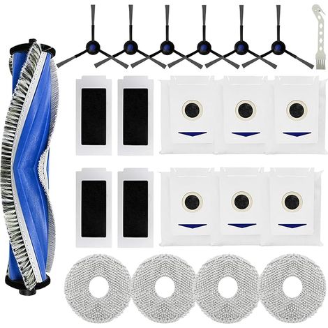 22 Ersatzteile Und Zubehör Für Ecovacs Deebot T30 Pro Omni / T30 Omni Saugroboter, 1 Hauptbürste, 4 Wischmopps, 4 Filter, 6 Seitenbürsten, 6 Staubbeutel, 1 Bürste