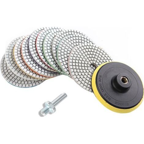 12-teiliges Diamant-polierscheiben-set Für Nass- Und Trockenschliff – 4 Zoll – Für Granit, Marmor, Beton, Stein