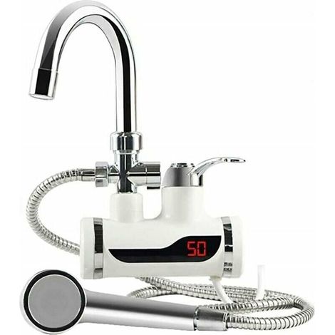 Elektrischer Wasserhahn 220 V Mit Durchlauferhitzer Und Duschgerät, Durchlauferhitzer Mit Lcd-temperaturanzeige, Warmwasserhahn, Durchlauferhitzer Für Küche
