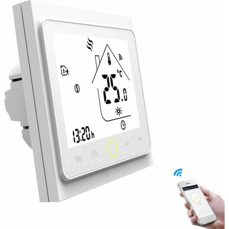 thermostat De Chauffage Au Sol Wi-fi, 16a Alexa Google Compatible Avec Sonde, Programmable Thermostat D&39ambiance Plancher Chauffant Electrique (blanc)