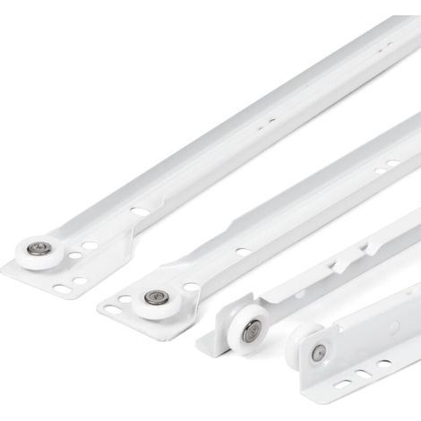 Schubladenführung 400 Mm – 2er-set – Teilauszugsschiene – Weiß Lackierter Stahl – Tragfähigkeit Max. 20 Kg