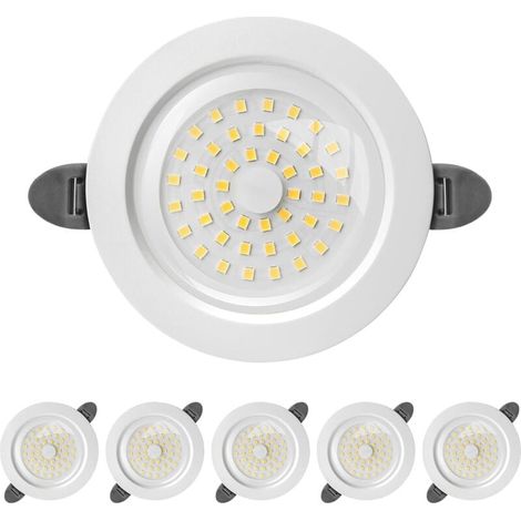 Einbau-led-spot, Ip44 Led-einbauspot Für Innenräume, Extra Flacher Einbaustrahler 28 Mm, 9 W, 900 Lumen (entspricht 90 W Glühlampe), Kaltweiß 6000 K, Für Badezimmer, Wohnzimmer Und Küche, 6er-pack