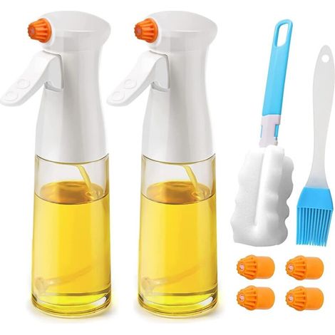 Spray Öl Küche 200 Ml, 2 Stück Öl- Und Essig-sprüher Mit Pinsel, Sprühflasche Für Öl Und Saft Zum Grillen, Kochen, Bbq Und Salate, Weiß