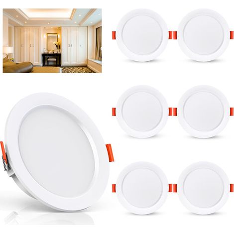 Set Aus 6 Einbau-led-spots, 5w 500lumen Entspricht 50w Glühlampe, 4000k Weiß Ultradünne Led-spots Für Badezimmer Küche Wohnzimmer Flur, Ouylaf
