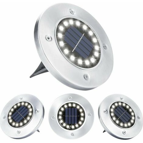 Tigrezy Garten-solarleuchte, 4 Stück, 16 Led Solar-außenlicht Im Boden Versenkbar, Wasserdichtes Edelstahl-einbauspots Für Weg, Terrasse, Hof, Unterführung Und Rasen, Kaltweiß