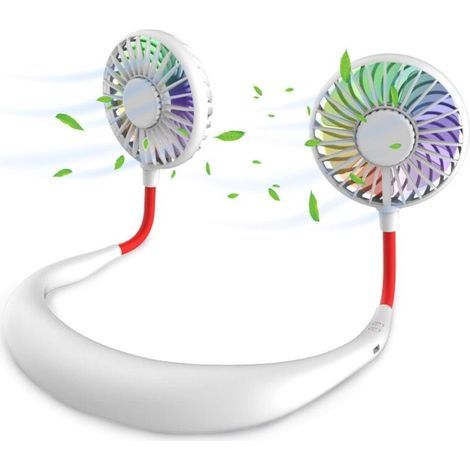 Tragbarer Mini-halsventilator, Freihändig, Wiederaufladbar, Tragbar, Tischventilator, Halskettenventilator Mit Doppeltem Windkopf