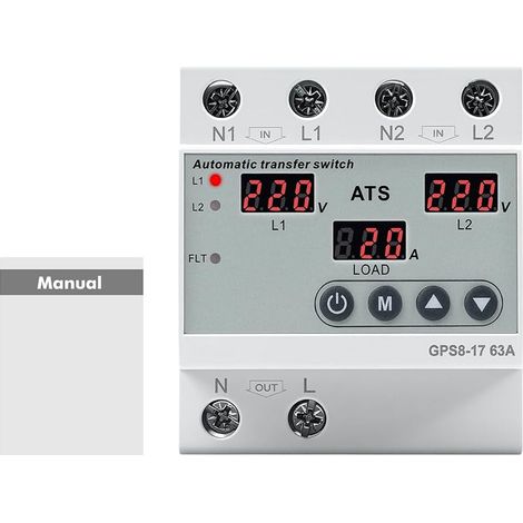 Automatischer Netzumschalter, Einphasiger Wechselrichter 63a Ac220v Mit Led-anzeige, Überspannungs- Und Unterspannungsschutz Für Generatoren Und Photovoltaiksysteme