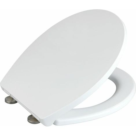 Wc-deckel Mit Absenkautomatik 'easy Close' Ostuni, Klickbarer Wc-deckel Fix Clip Mit Edelstahlbefestigung, Tragfähigkeit Bis 300kg, Thermoplast, 37 X 44,5 Cm, Weiß