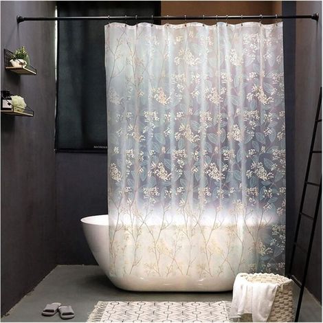 (größe: 120 X 200 Cm) Transparenter Weißer Duschvorhang, Wasserdichter Eva-duschvorhang, Weiße Duschvorhangringe, Fenster-vorhang Für Badezimmer 72" B × 72" H