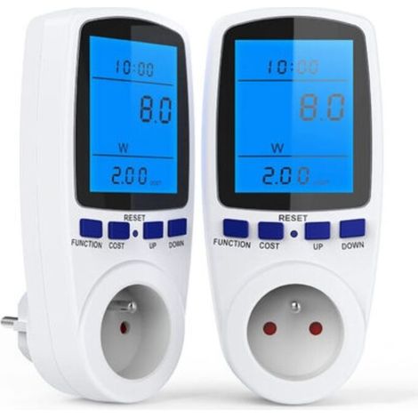 Stromzähler-steckdose, Energieverbrauchsmesser Mit 7 Modi, Stromverbrauchssteckdose Für Energieeinsparung, Überlastschutz, Max. 3680w (2 Stück)