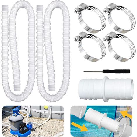 2 Stück Pool-schlauch 32 Mm, Ersatzschlauch Für Pool, 150 Cm, 32-mm-pool-schlauch Für Intex 300 Gph, 530 Gph Und 1000 Gph, Weiß