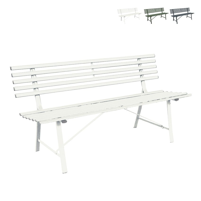 3-sitzer Klassische Eisen Gartenbank 150x57x76cm Iven - Weiß