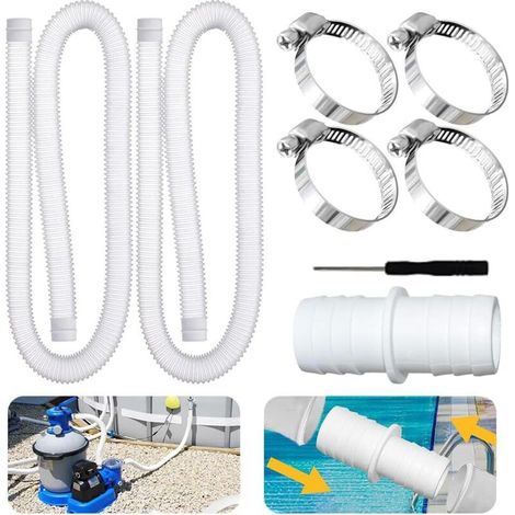 2er-pack Schwimmbadschläuche 32 Mm Für Schwimmbadpumpen, 32 Mm, Mit 4 Sicherheitsclips Und 1 Schlauchanschluss, 150 Cm Langer Schwimmbadschlauch Mit 32 Mm Durchmesser, Für Filterpumpe Und Pool (weiß)