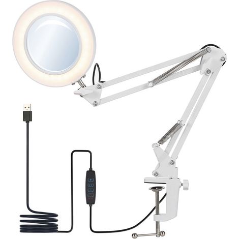 Flexibler Schreibtisch-klemmleuchten Mit 8-fach Vergrößerungslupe Dimmbare Led-schreibtischlampe Mit Einstellbarem Arm, 3 Farbmodi Und 10 Helligkeitsstufen