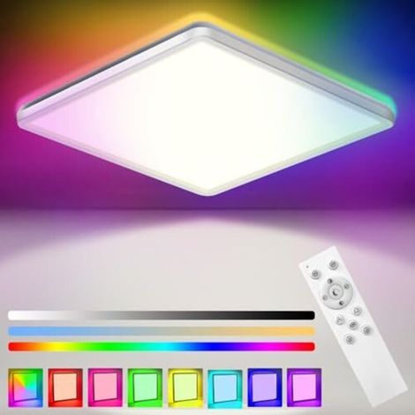 Led-deckenleuchte 24 W Dimmbar Mit Fernbedienung, 7 Rgb-farben, Einstellbare Farbtemperatur 3000 K/4000 K/6500 K, Ultraflache Led-deckenleuchte 3200 Lm [energieeffizienzklasse