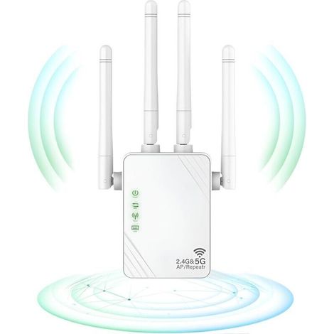 Wlan-repeater, Wlan-extender, 1200mbps Wlan-signalverstärker, Dual-band-wlan-booster Mit 5ghz Und 2.4ghz, Repeater-/router/ap-modus, 4 Antennen, 2 Lan