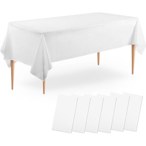 6er-set Weiße Einweg-tischdecken Aus Peva, Plastik-tischdecke Für Rechteckige Tische Von 8 Fuß, Tischdecke 137 X 274 Cm Für Hochzeits-, Party-, Geburtstags- Und Bankettdekorationen.