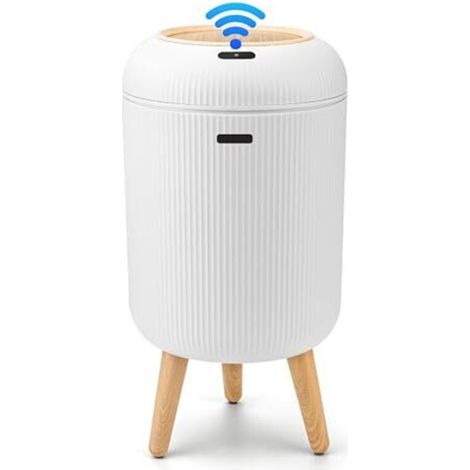 Automatischer Mülleimer 10 L Mit Sensor – Elektrischer Abfalleimer Mit Deckel Für Küche Und Badezimmer – Wasserdicht Und Geruchshemmend Für Büro, Schlafzimmer, Toilette – Weiß, Leise