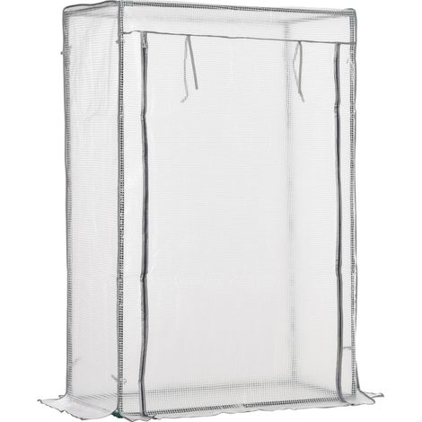Serre Avec Film Filet Pe, Porte, Serre D'Hiver En Acier, Serre Chaude Pour Balcon, Jardin, Serre À Tomates 101 X 50 X 150 Cm, Serre Pour Tomates, Légumes, Fleurs, Blanche