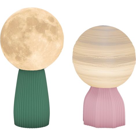 3er-set Tischlampen Im Planetendesign, Usb-aufladbare Beleuchtung, Weißes Kunststoffgehäuse, 3 Einstellbare Farben