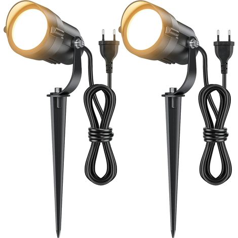 2er-set Led-außenstrahler Auf Pfahl 1,5 M 12 W 2700k Warmweiß, Einstellbarer Garten-spot Mit 270° Für Weg Und Terrasse