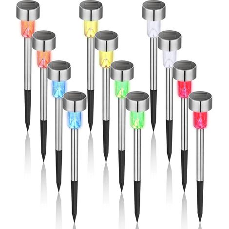 Gigalumi Außen-solarleuchte, Wasserdichte Solar-gartenlampe Für Terrasse, Rasen, Garten Und Wege, Aus Edelstahl, 12er-pack, Warmweiß