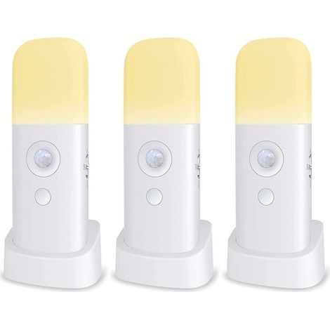 Nachtlicht Für Kinder, Bewegungsmelder-lampe, Helligkeit Einstellbar, Tragbar, Wiederaufladbar, Für Schlafzimmer, Kinderzimmer Und Wohnzimmer (3er-pack)
