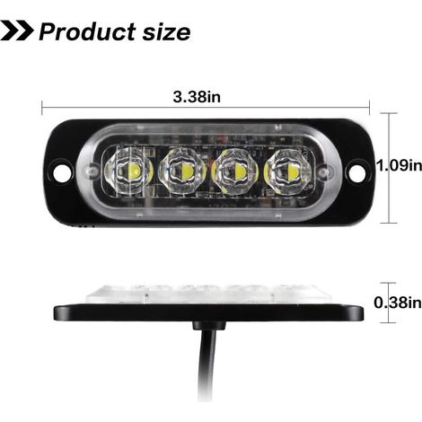 S-giant 4 Stück Ultra Dünne 4led Stroboskopische Notlichter Weiß Gefahrensignal Blinklicht Universell Für Auto Fahrzeug Lkw 12-24v (rotes Licht, 2m)