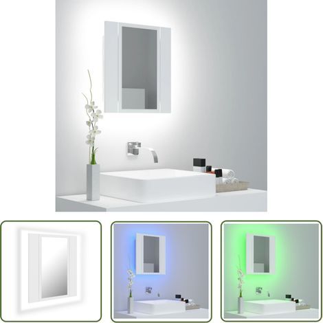 Inlife Badezimmerschrank Mit Led-spiegel Weiß 40x12x45 Cm