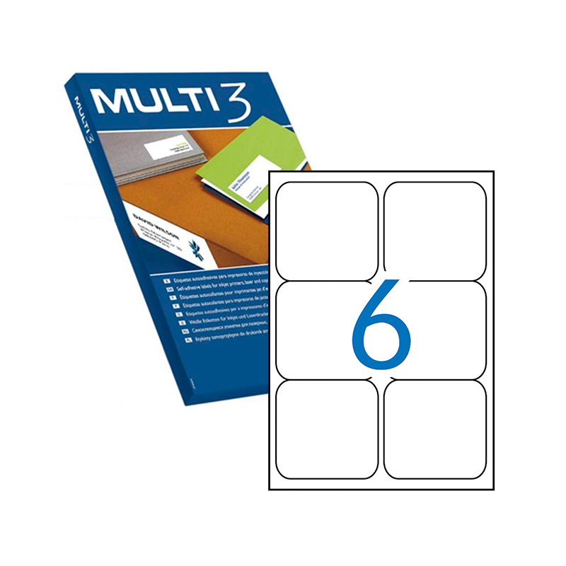 Multi3-packung Mit 600 Weißen, Stumpfen Etiketten Im Format 99,1x93,1mm Mit Permanentem Klebstoff Für Den Mehrzweckgebrauch.
