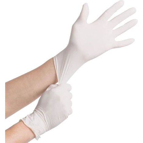 (100 Gants) Weiß, Größe M Einweg-handschuhe Aus Latex, Dünn Und Unpudriert, Verstärkte Und Aufgeraute Finger, Vielseitiger Schutz, Für Lebensmittel, Chemie Und Mechanik