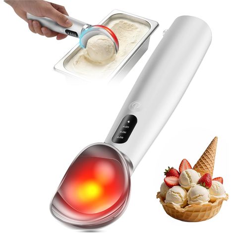 Elektrischer Beheizter Eisportionierer, 3 Temperatureinstellungen Und Schnelles Erhitzen Auf 160°f, Wiederaufladbar Mit Led-anzeige, Ipx7 Wasserdicht, Einfache Portionierung Von Hartem Eis Und Dessert