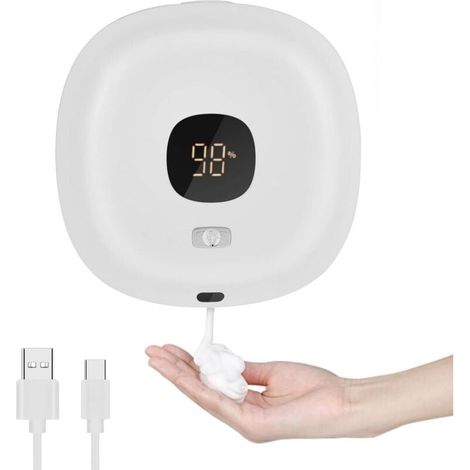 Automatischer Seifenspender (weiß), Berührungsloser, Thermostatischer Wand-seifenspender 300 Ml, Wiederaufladbarer Usb-seifenspender, Für Badezimmer, Küche Und Büro