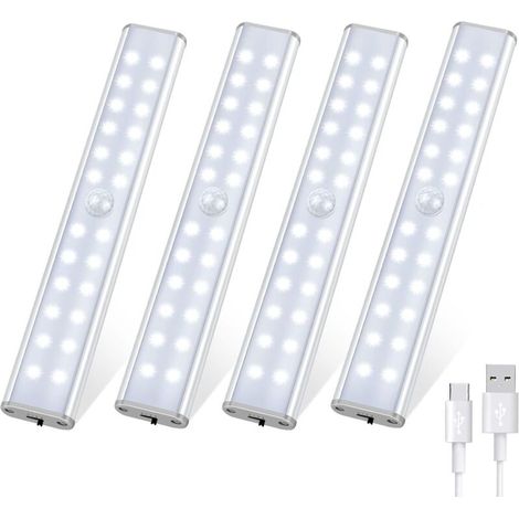 Schrankbeleuchtung 4 Stk. 96 Led, Led-bewegungsmelder-lampe Mit 3 Beleuchtungsmodi, Wiederaufladbare Led-leuchte, Kabellose Led-leiste Für Küche, Led-nachtlicht Für Schränke/flure/garage