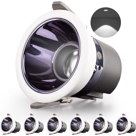 Einbau-led-badezimmer-spot 6er-pack 7w 700lm = 70w Glühlampe, Ip44, Kaltweiß 6000k, Ac 220-240v, Ausschnitt 70-75mm, Runde Ultradünne Deckeneinbauleuchte Für Küche, Wohnzimmer (weiß)