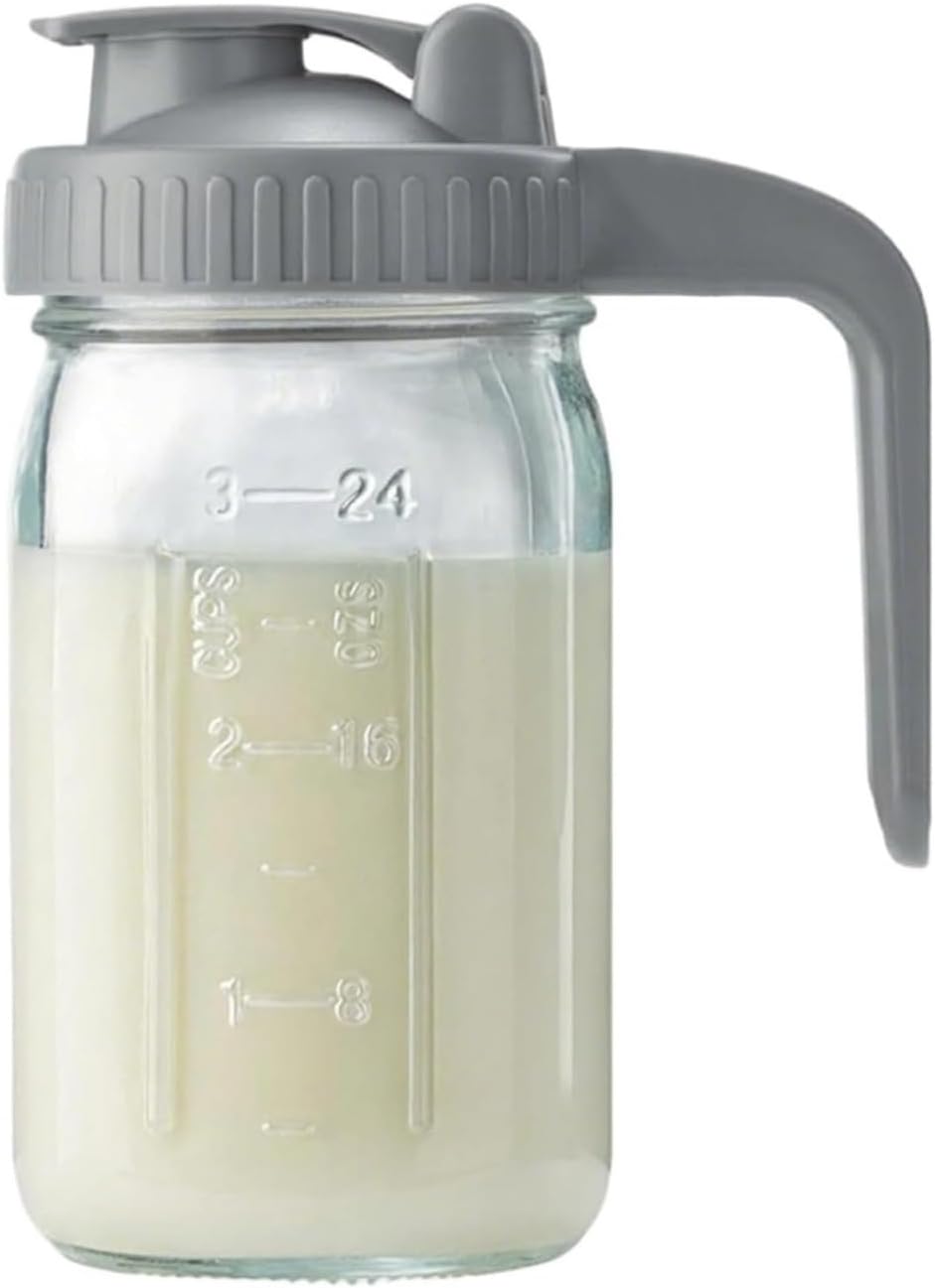32-unzen-glasbehälter Zur Aufbewahrung Von Muttermilch, Auslaufsicher, Mit Deckel Und Ausgießer, Weithalsbehälter Für Flüssigkeiten, Auch Für Gefrorenen Tee Und Saft Geeignet.