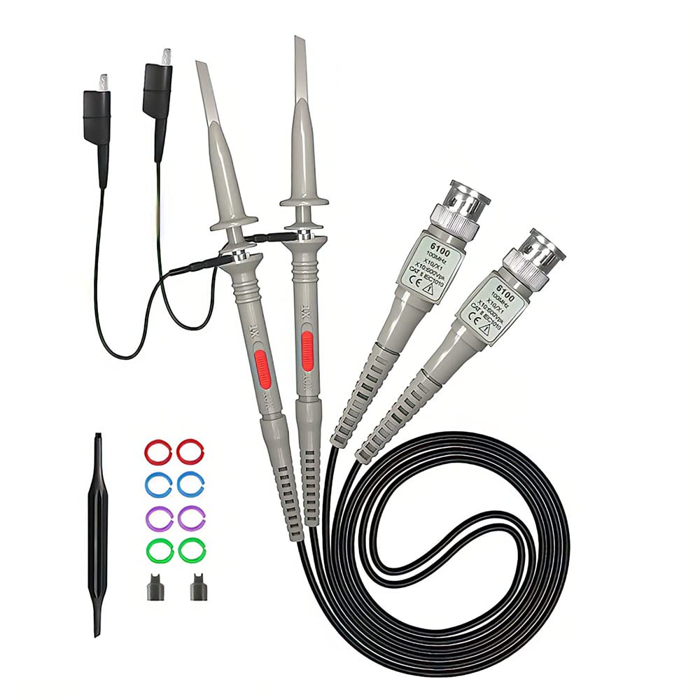 2er-pack Oszilloskop-tastköpfe, P6100 100 Mhz 10:1 Und 1:1 Präzisions-bnc-oszilloskop-chebe, Hochpräzise Höhenverstellbare Oszilloskopklemme Für Oszilloskop